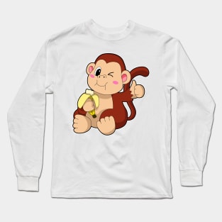 Baby Monkey with Banana Long Sleeve T-Shirt